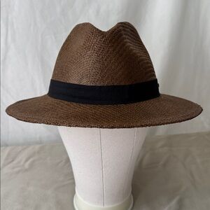 Biltmore 1917 Brown Toyo Fedora with Black Grosgrain Ribbon Band